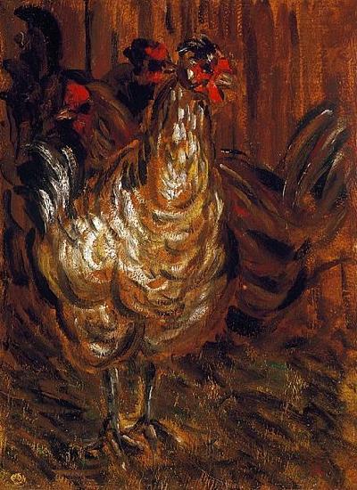 Jozsef Rippl-Ronai Cock and Hens China oil painting art